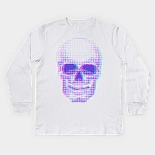 Skull Anaglyph effect vector halftone print Kids Long Sleeve T-Shirt